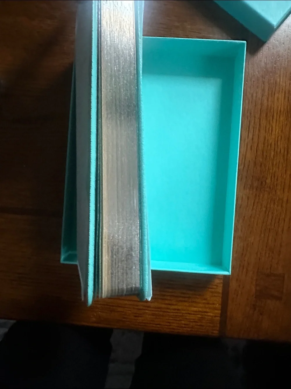 Tiffany & Co. aqua blue leather notebook with silver foil